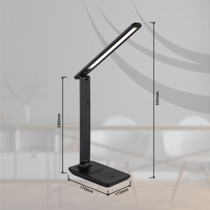 Globo - LED Dodirna prigušiva punjiva stolna lampa LED/5W/5V 2700/4000/6500K 1800 mAh crna