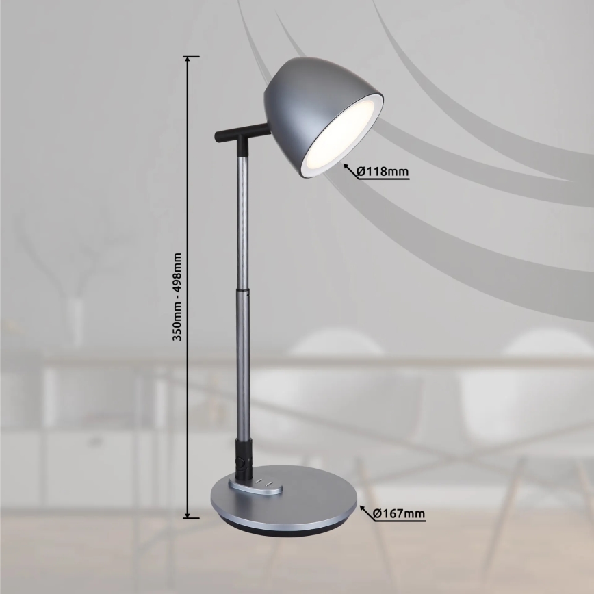Globo - LED Prigušiva stolna lampa na dodir LED/7,5W/230V 3000K/4000K/6500K siva