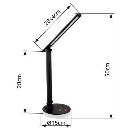 Globo - LED RGBW Prigušiva stolna lampa na dodir LED/5W/230V + LED/2W 2700K/4000K/6500K crna