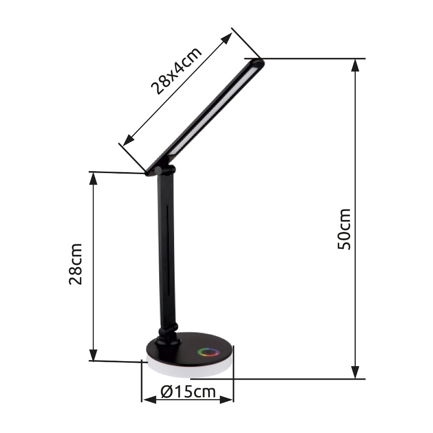 Globo - LED RGBW Prigušiva stolna lampa na dodir LED/5W/230V + LED/2W 2700K/4000K/6500K crna