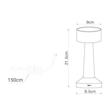 Globo - LED Prigušiva stolna lampa na dodir LED/1W/3,7V 2700K/4000K/6500K 800 mAh USB zlatna