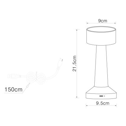 Globo - LED Prigušiva stolna lampa na dodir LED/1W/3,7V 2700K/4000K/6500K 800 mAh USB mat krom
