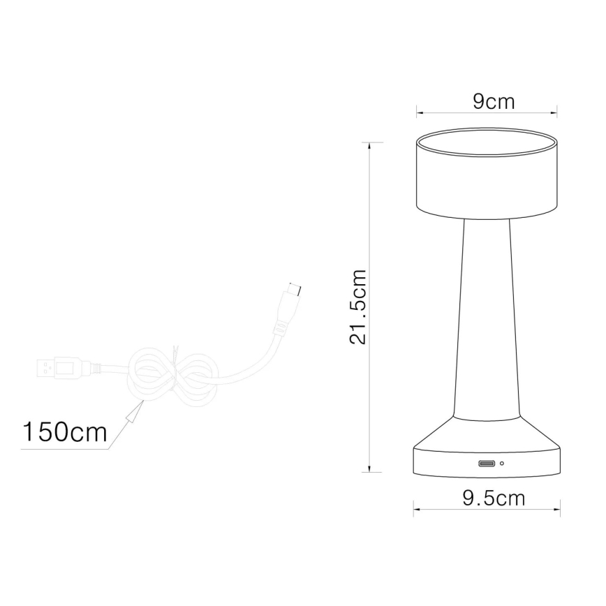 Globo - LED stolna lampa s dodirnim prigušivačem LED/1W/3,7V 2700K/4000K/6500K 800 mAh USB mat krom