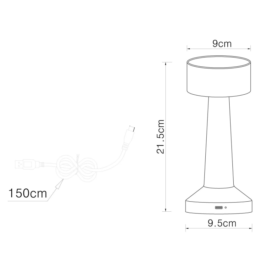 Globo - LED Prigušiva stolna lampa na dodir LED/1W/3,7V 2700K/4000K/6500K 800 mAh USB bijela