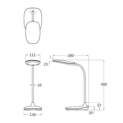 Globo - LED stolna lampa s dodirnim upravljačem, prigušivač, LED/9W/230V 3000K/4000K/6500K CRI 90 bijela