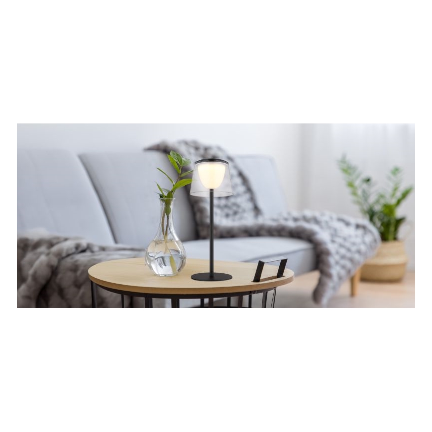 Globo - LED Prigušiva dodirna vanjska stolna lampa LED/1,8W/5V IP44 1800 mAh crna/prozirna