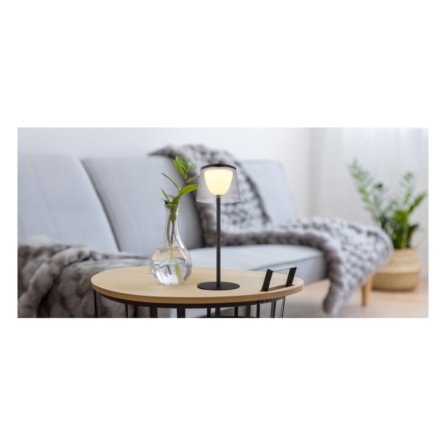 Globo - LED Prigušiva dodirna vanjska stolna lampa LED/1,8W/5V IP44 1800 mAh crna/dimna