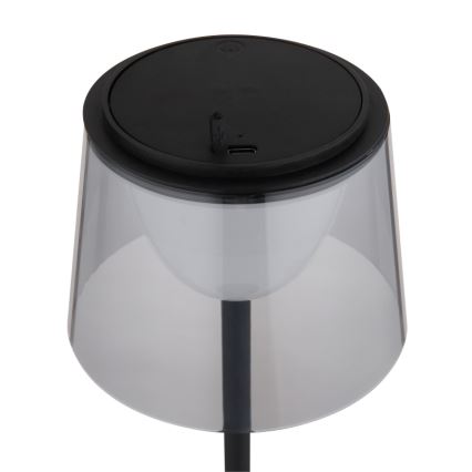 Globo - LED Prigušiva dodirna vanjska stolna lampa LED/1,8W/5V IP44 1800 mAh crna/dimna