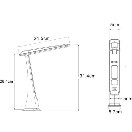 Globo - LED stolna lampa s dodirnim prigušivanjem, punjiva, LED/2W/5V 1800 mAh