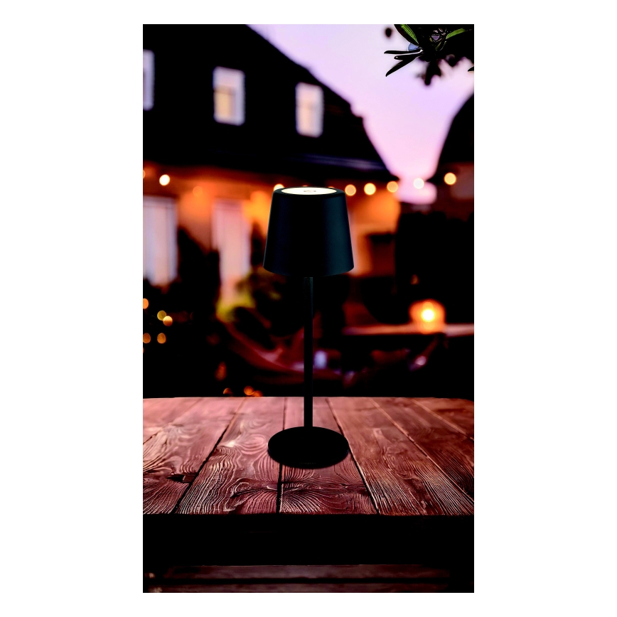 Globo - LED vanjska stolna lampa s dodirnim upravljanjem, prigušiva, LED/2W/5V, 3000/4000/6000K, 2200 mAh, IP44, crna