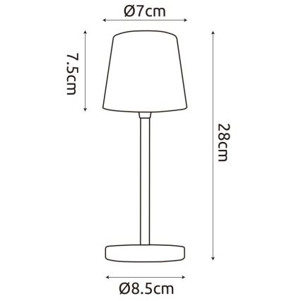 Globo - LED vanjska stolna lampa s dodirnim upravljanjem, prigušiva, LED/2W/5V, 3000/4000/6000K, 2200 mAh, IP44, crna