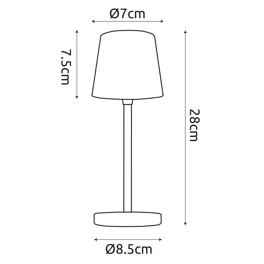 Globo - LED vanjska stolna lampa s dodirnim upravljanjem, prigušiva, LED/2W/5V, 3000/4000/6000K, 2200 mAh, IP44, crna
