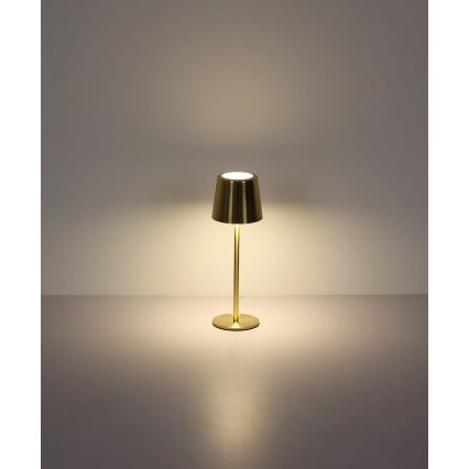Globo - LED stolna lampa s dodirnim upravljanjem i prigušivanjem, punjiva, LED/2W/3,7V 3000/4000/6000K 2200 mAh, zlatna