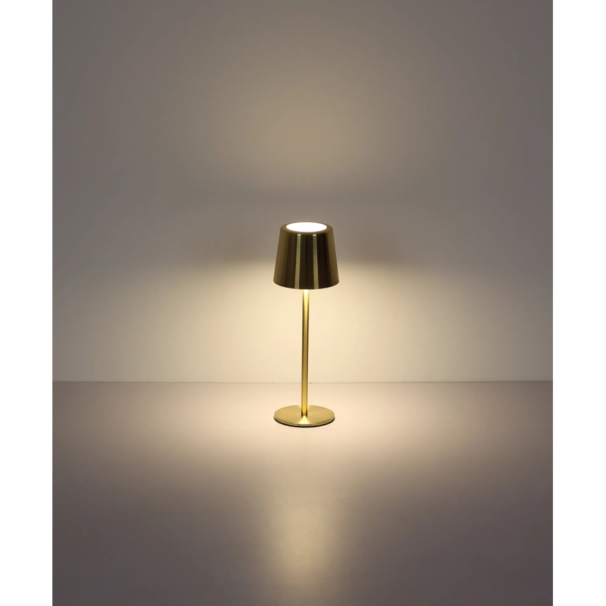 Globo - LED stolna lampa s dodirnim upravljanjem i prigušivanjem, punjiva, LED/2W/3,7V 3000/4000/6000K 2200 mAh, zlatna