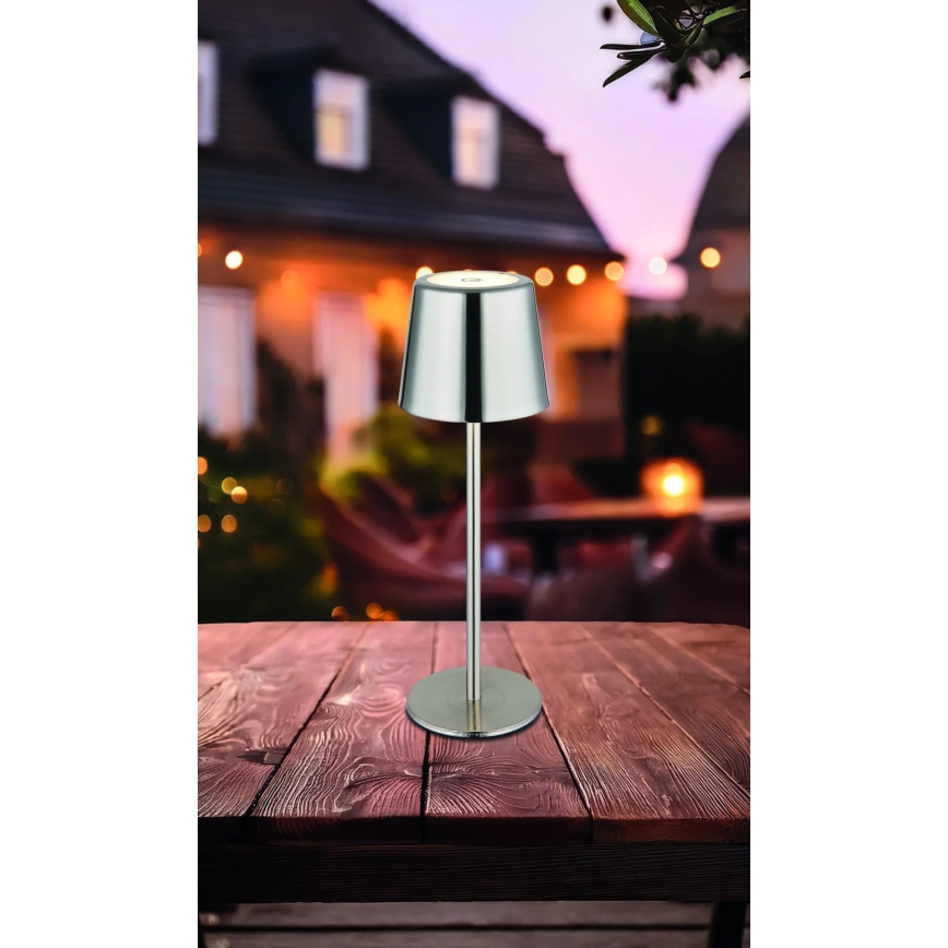 Globo - LED dodirna punjiva stolna lampa s prigušivanjem LED/2W/3,7V 3000/4000/6000K 2200 mAh sjajni krom