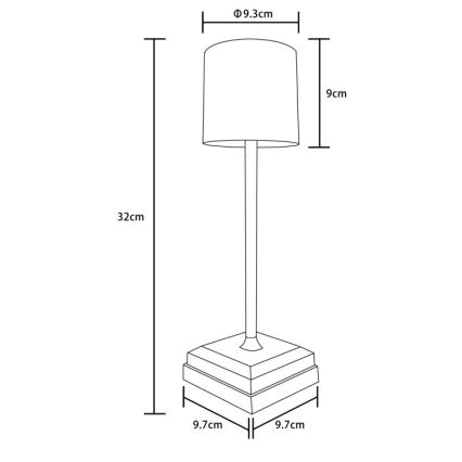 Globo - LED stolna lampa s dodirnim prigušivačem, punjiva, LED/1,5W/5V, 2200 mAh, crna