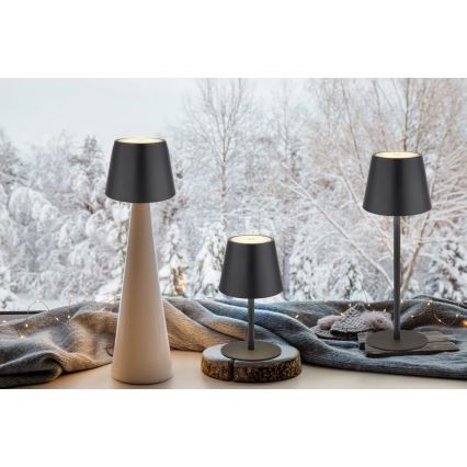 Globo - LED punjiva vanjska stolna lampa 3v1, prigušiva s dodirnim upravljanjem, LED/3W/5V 3000/4000/5000K IP54 1800 mAh crna
