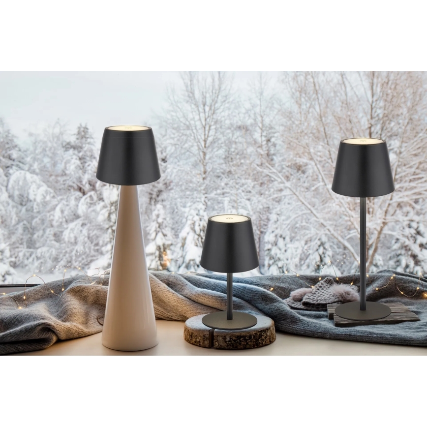Globo - LED punjiva vanjska stolna lampa 3v1, prigušiva s dodirnim upravljanjem, LED/3W/5V 3000/4000/5000K IP54 1800 mAh crna
