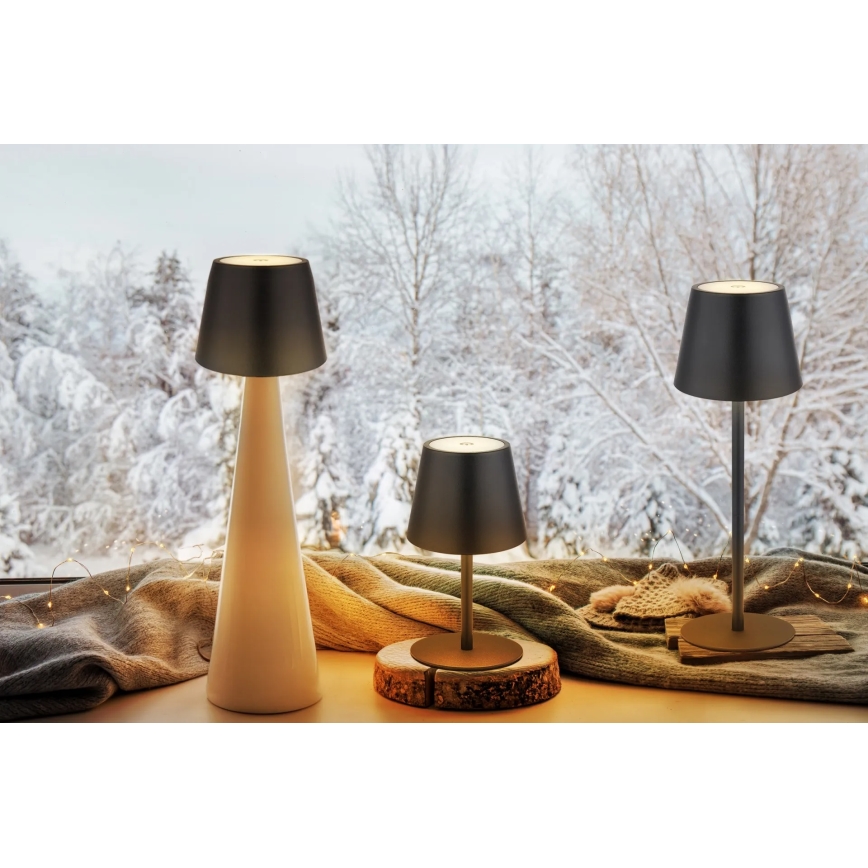 Globo - LED punjiva vanjska stolna lampa 3v1, prigušiva s dodirnim upravljanjem, LED/3W/5V 3000/4000/5000K IP54 1800 mAh crna