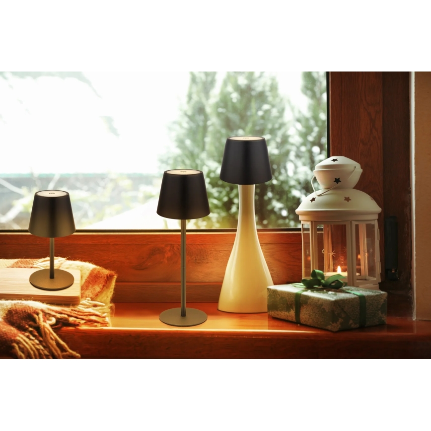 Globo - LED punjiva vanjska stolna lampa 3v1, prigušiva s dodirnim upravljanjem, LED/3W/5V 3000/4000/5000K IP54 1800 mAh crna