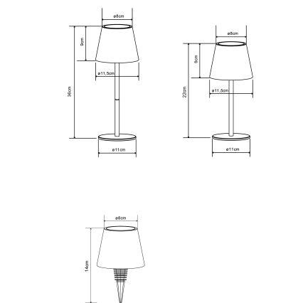 Globo - LED punjiva vanjska stolna lampa 3v1, prigušiva s dodirnim upravljanjem, LED/3W/5V 3000/4000/5000K IP54 1800 mAh crna