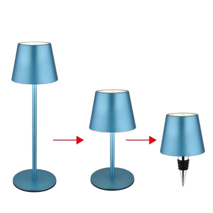 Globo - LED stolna lampa 3u1, prigušiva, s dodirnim upravljanjem, punjiva, za vanjsku upotrebu, LED/3W/5V 3000/4000/5000K IP54 1800 mAh plava