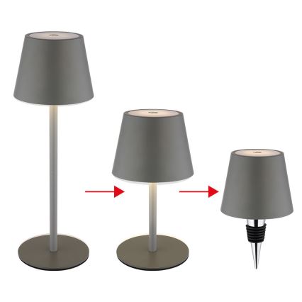 Globo - LED prigušivačka dodirna punjiva vanjska stolna lampa 3u1 LED/3W/5V 3000/4000/5000K IP54 1800 mAh siva