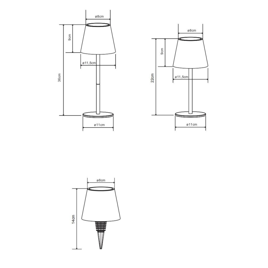 Globo - LED stolna lampa na dodir, punjiva, s mogućnošću prigušivanja, vanjska 3u1 LED/3W/5V 3000/4000/5000K IP54 1800 mAh mentolno-zelena
