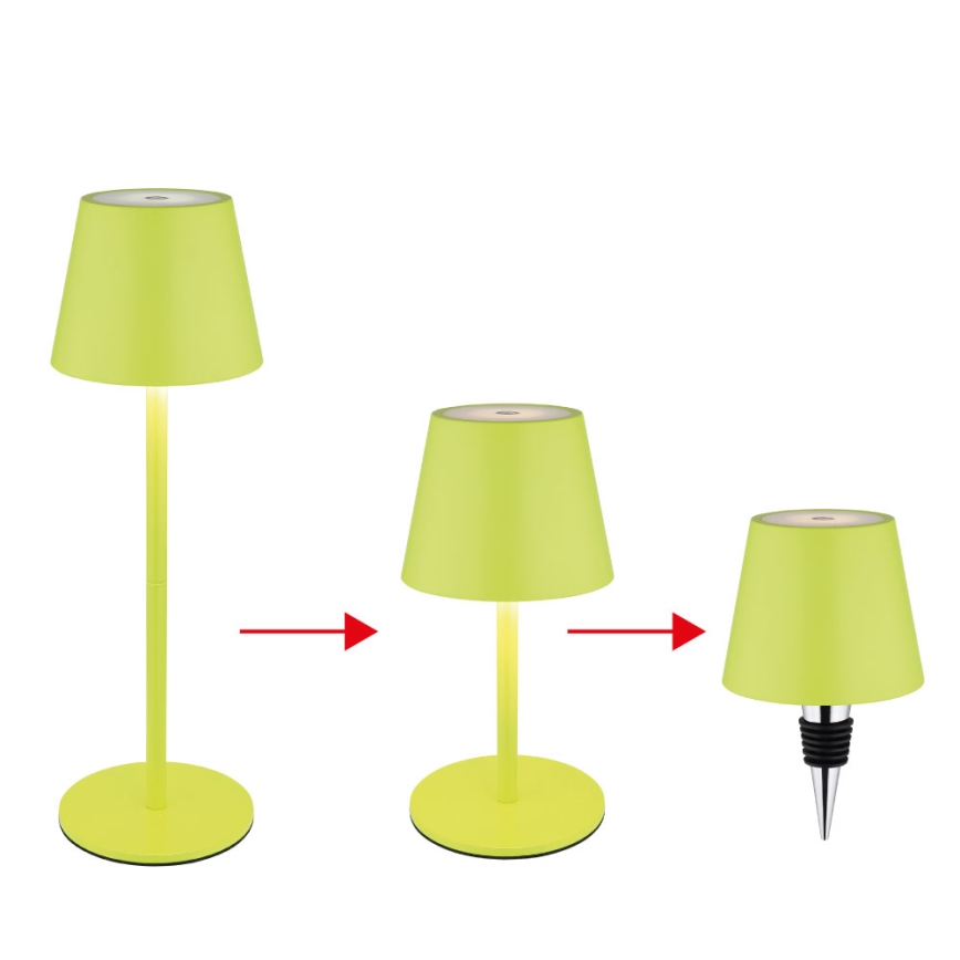 Globo - LED stolna lampa 3 u 1 za vanjsku upotrebu, punjiva, s dodirnim upravljanjem i podesivom svjetlinom LED/3W/5V 3000/4000/5000K IP54 1800 mAh zelena