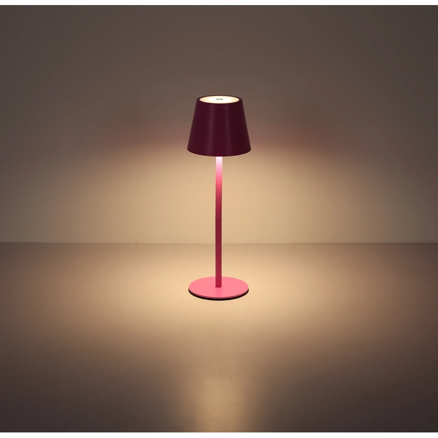 Globo - LED stolna lampa za vanjsku upotrebu, na dodir i s prigušivanjem, punjiva 3 u 1 LED/3W/5V 3000/4000/5000K IP54 1800 mAh ružičasta