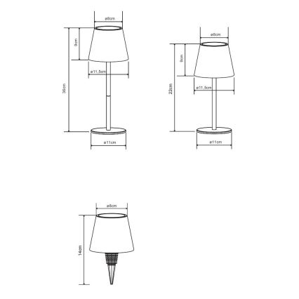 Globo - LED stolna lampa za vanjsku upotrebu, dodirno prigušivanje, punjiva, 3 u 1 LED/3W/5V 3000/4000/5000K IP54 1800 mAh crvena