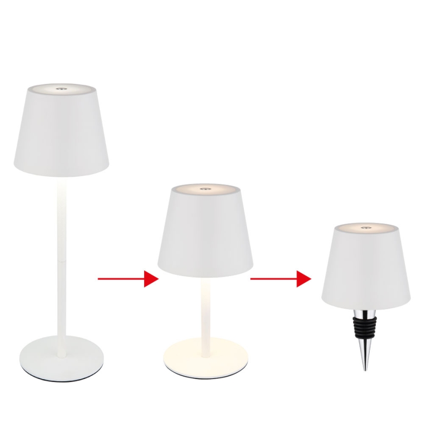 Globo - LED s mogućnošću prigušivanja, dodirna, punjiva vanjska stolna lampa 3-u-1 LED/3W/5V 3000/4000/5000K IP54 1800 mAh bijela