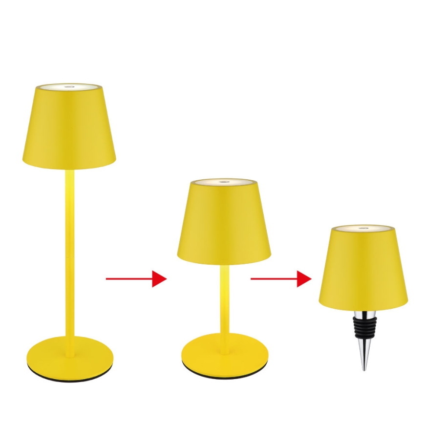 Globo - LED s možností prigušivanja i dodirnim upravljanjem, punjiva vanjska stolna lampa 3 u 1 LED/3W/5V 3000/4000/5000K IP54 1800 mAh žuta