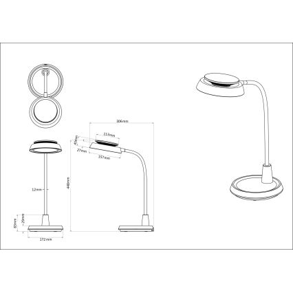 Globo - LED stolna lampa s dodirom i prigušivanjem LED/12W/230V 3000/4000/6500K crna