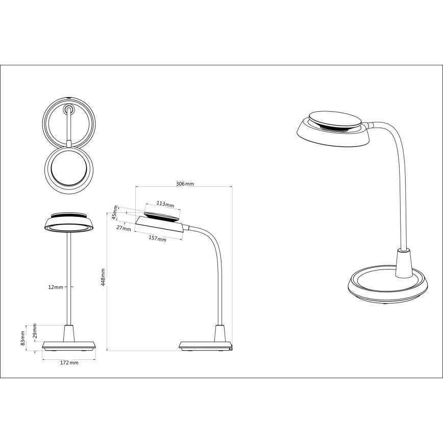 Globo - LED stolna lampa s dodirnim prigušivačem LED/12W/230V 3000/4000/6500K bijela