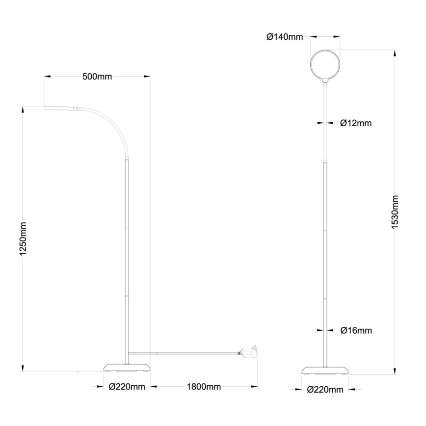 Globo - LED podna lampa s dodirnim upravljanjem i mogućnošću prigušivanja LED/8W/230V 2700K/4000K/6500K crna