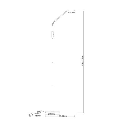 Globo - LED podna svjetiljka s dodirnim prigušivačem LED/6,5W/230V 2700/3350/4000K mesing