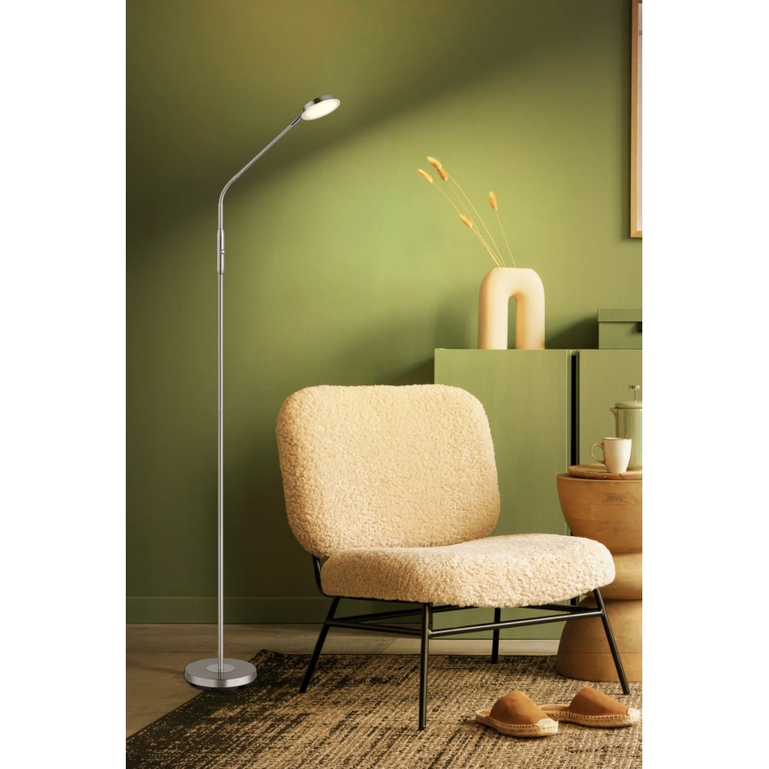 Globo - LED podna lampa s dodirnim prigušivačem LED/6,5W/230V 2700/3350/4000K matirani krom