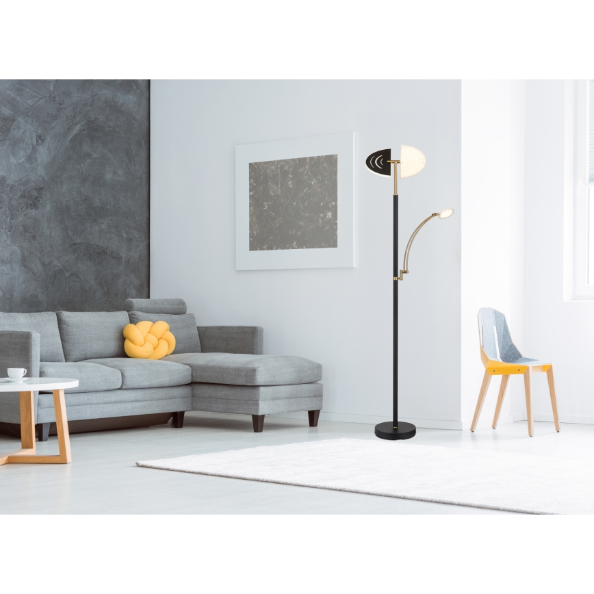 Globo - LED podna lampa s prigušivanjem LED/40W/230V + LED/5,5W 2700/4000/6000K crna