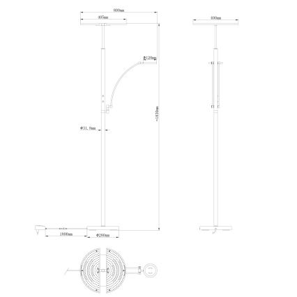 Globo - LED podna svjetiljka s mogućnošću prigušivanja LED/40W/230V + LED/5,5W 2700/4000/6000K matni krom