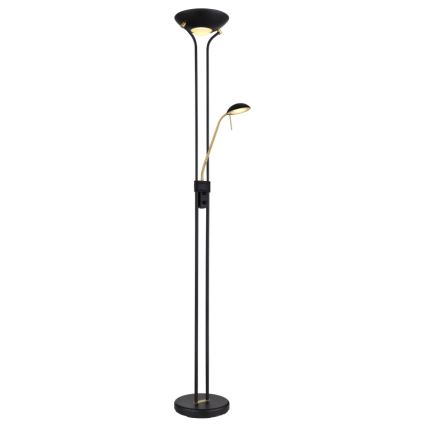 Globo - LED Prigušiva podna lampa LED/20W/230V + LED/5,5W 3000K crna/zlatna