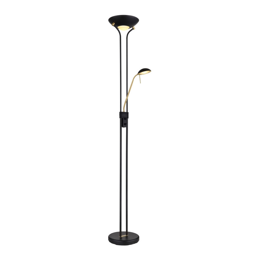 Globo - LED Prigušiva podna lampa LED/20W/230V + LED/5,5W 3000K crna/zlatna