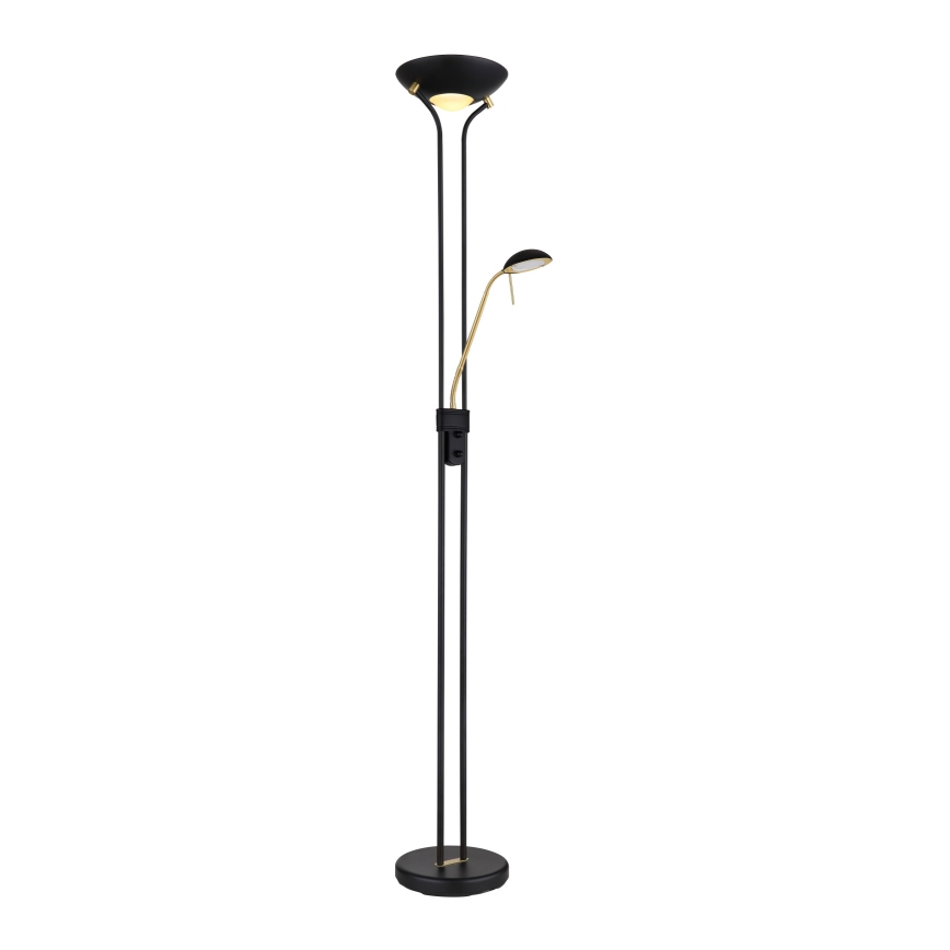 Globo - LED Prigušiva podna lampa LED/20W/230V + LED/5,5W 3000K crna/zlatna