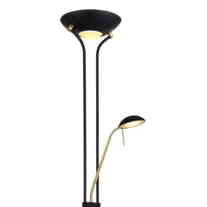 Globo - LED Prigušiva podna lampa LED/20W/230V + LED/5,5W 3000K crna/zlatna