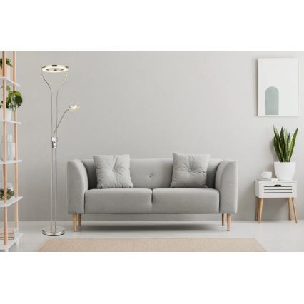 Globo - LED podna lampa s mogućnošću prigušivanja LED/20W/230V + LED/4W 3000K matni krom