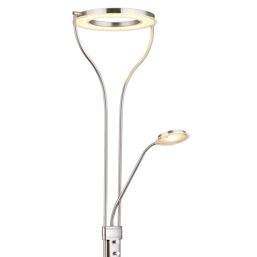 Globo - LED podna lampa s mogućnošću prigušivanja LED/20W/230V + LED/4W 3000K matni krom