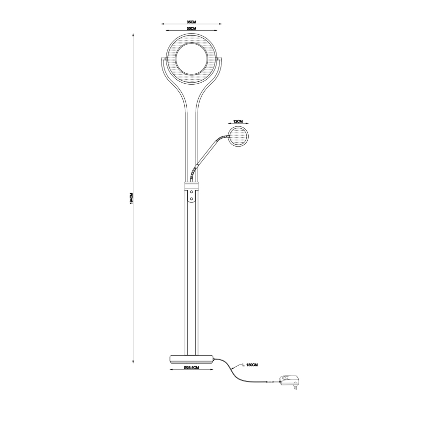 Globo - LED podna lampa s mogućnošću prigušivanja LED/20W/230V + LED/4W 3000K matni krom