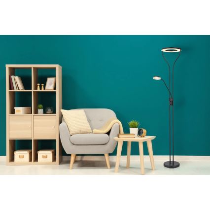 Globo - LED prigušivačka podna lampa LED/20W/230V + LED/4W 3000K crna