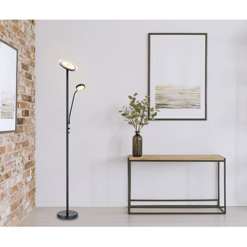 Globo - LED podna lampa s mogućnošću prigušivanja LED/18,5W/230V + LED/4,5W 3000K crna