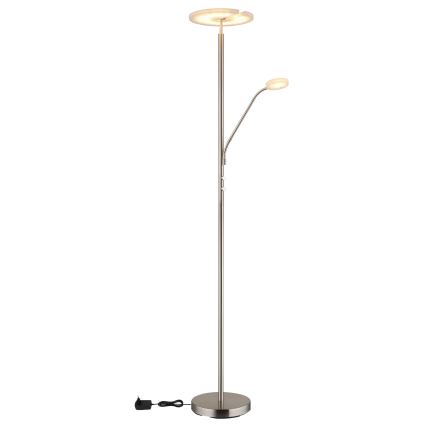 Globo - LED podna svjetiljka s mogućnošću prigušivanja LED/28W/230V + LED/5W 3000K matirani krom
